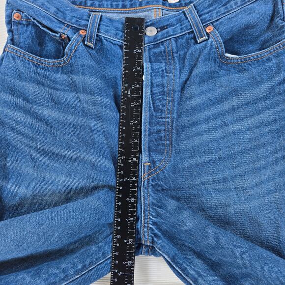 Levi's Premium Ribcage Straight Button Fly Raw Hem Denim Stretch Jeans Size 31 - Picture 7 of 9